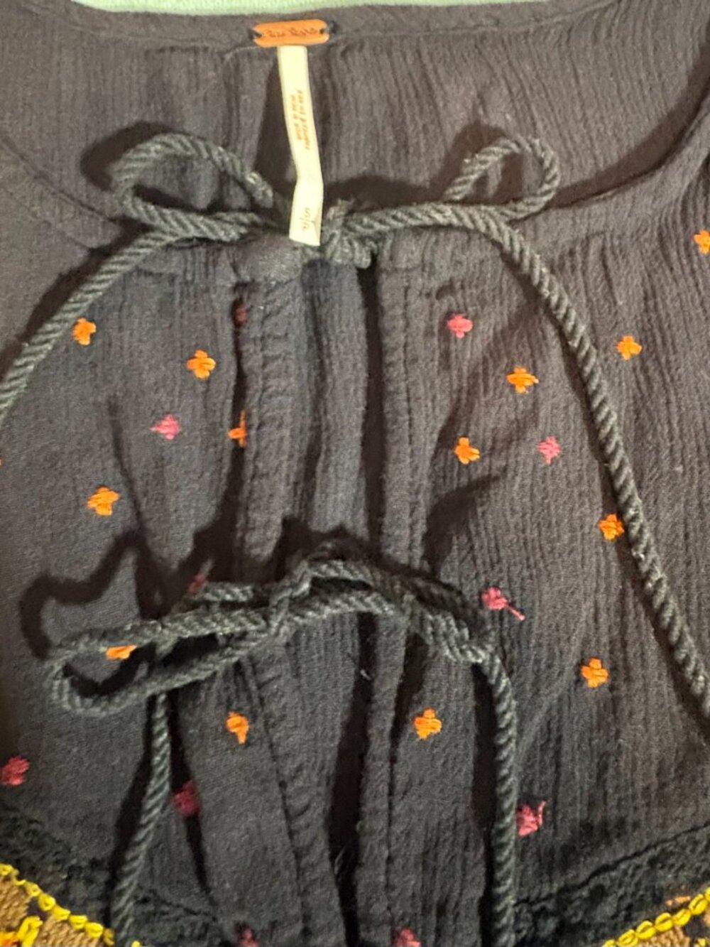 Free People Embroidered Tie-Front Tank Top - Picture 2 of 6